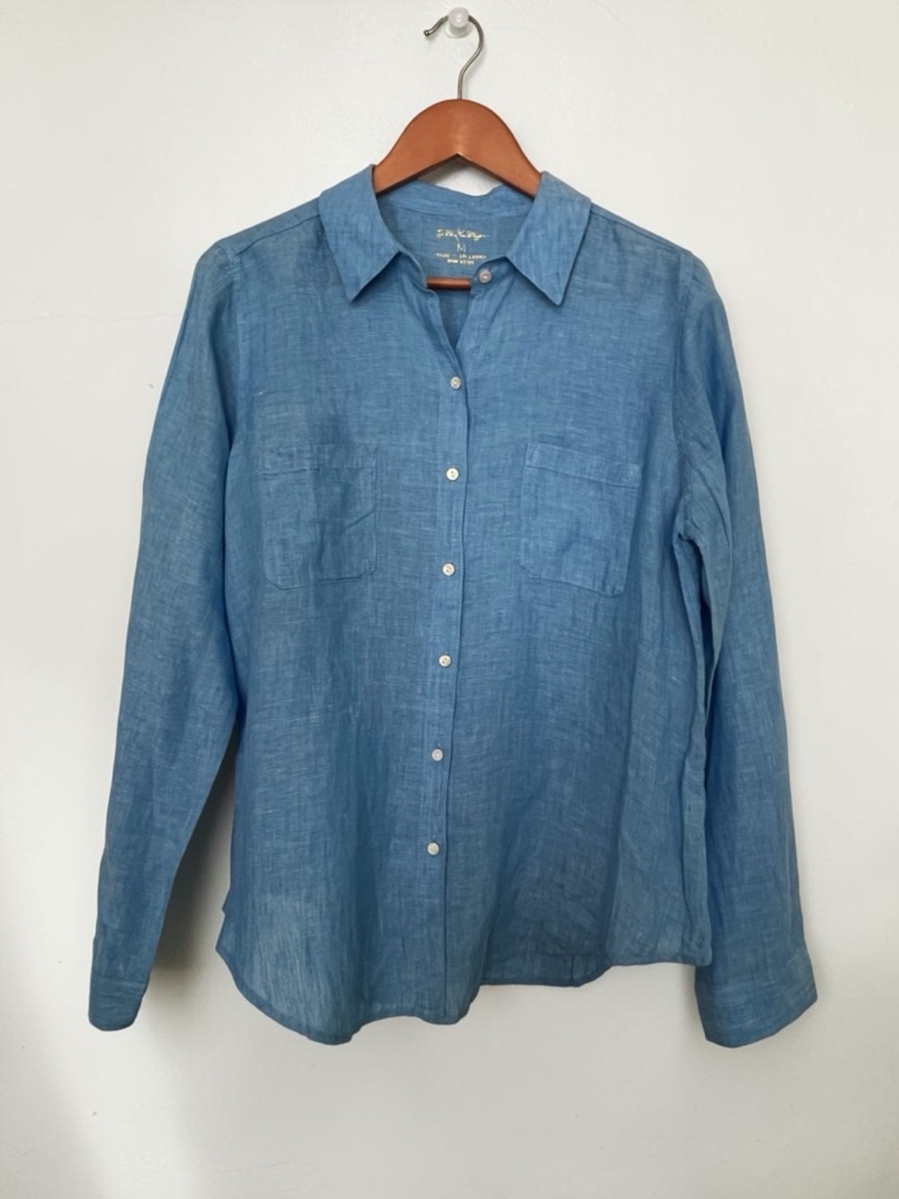 Lilly Pulitzer Sea View Long Sleeve Button Down 100% Linen Shirt Size M